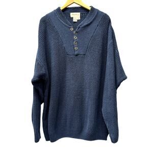 Eddie Bauer Sweater Mens XL Blue Pullover Knit Long Sleeve Coastal Vintage USA